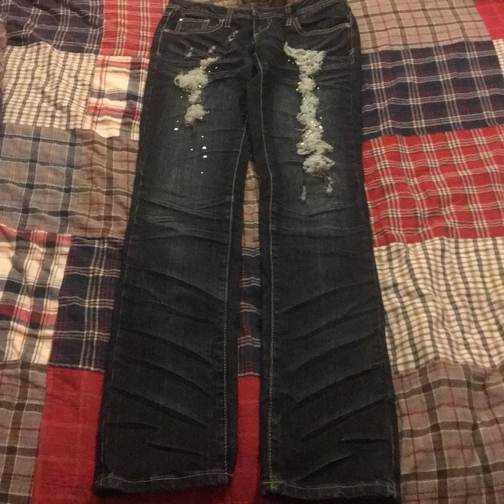 Never worn Dark blue jeans